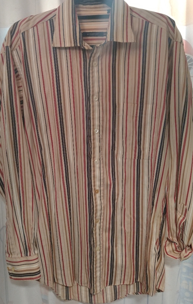Burberry classic stripe button down shirt it says medium more large